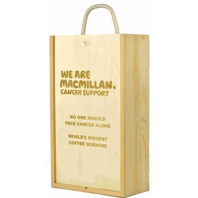 Picture of PERSONALISED DOUBLE WOOD GIFT BOX BRANDED DOUBLE WOOD WINE GIFT BOX.