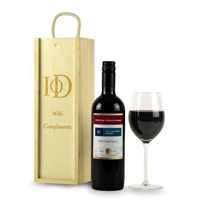 Picture of PERSONALISED RED WINE with an Engraved Wood Gift Box Branded Own Label