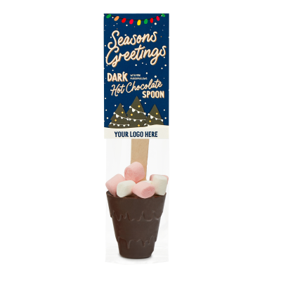 Picture of WINTER COLLECTION - ECO INFO CARD - HOT CHOC SPOON - DARK CHOCOLATE - with Mini Marshmallows.