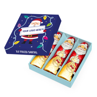 Picture of WINTER COLLECTION - ECO MINI TREAT BOX - FOILED SANTAS - X6