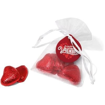 Picture of VALENTINES 2020 ORGANZA BAG with Red Chocolate Hearts