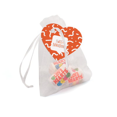 Picture of VALENTINES ORGANZA BAG of LOVE HEARTS® SWEETS.