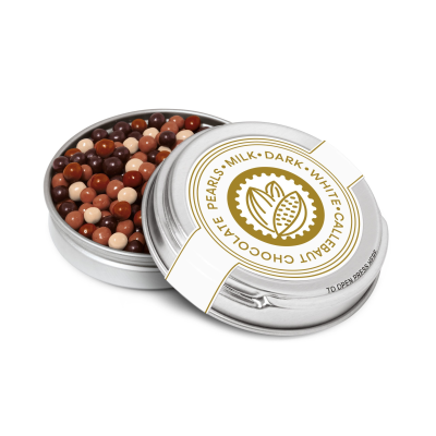 Picture of CAVIAR TIN - CHOCOLATE PEARLS - SILVER.