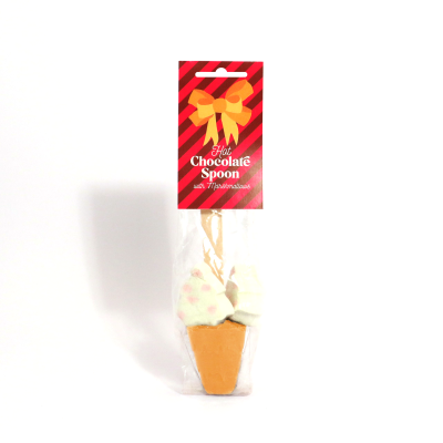 Picture of WINTER COLLECTION - ECO INFO CARD - GOLD HOT CHOCOLATE SPOON with Festive Marshmallows