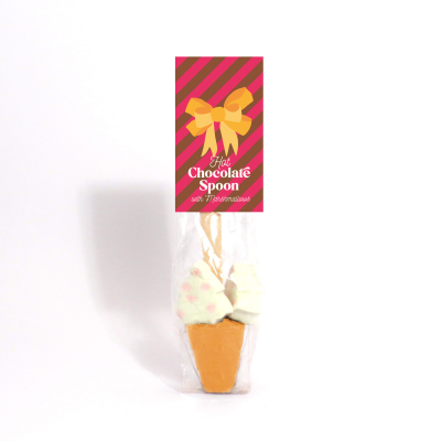 Picture of WINTER COLLECTION - ECO INFO CARD - GOLD HOT CHOCOLATE SPOON with Festive Marshmallows.