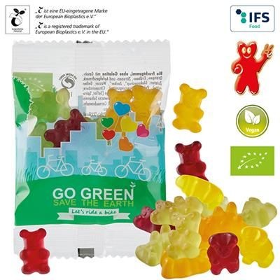 Picture of VEGAN ORGANIC FRUIT GUM BEARS in a Compostable Bag