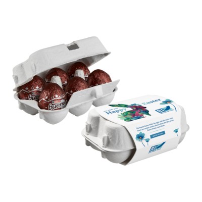 Picture of PAPER EASTER EGG BOX OF 6 with Kinder Bueno Mini Eggs.
