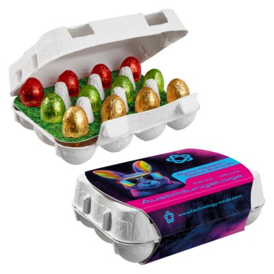 Picture of PAPER EASTER EGG BOX OF 12 with Ferrero Küsschen Mini Eggs