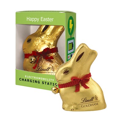 Picture of LINDT & SPRÜNGLI CHOCOLATE BUNNY RABBIT in Promotional Cardboard Card Box
