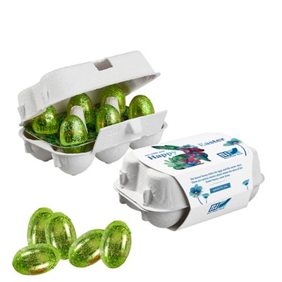 Picture of PAPER EASTER EGG BOX OF 6 with Ferrero Küsschen Mini Eggs