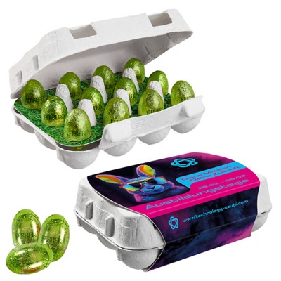Picture of PAPER EASTER EGG BOX OF 12 with Ferrero Küsschen Mini Eggs