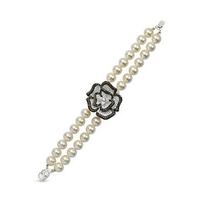 Picture of CULTURED PEARL AND CUBIC ZIRCONIA DIAMOND STATEMENT BRACELET