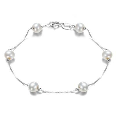 Picture of 6MM FRESHWATER PEARL BRACELET in 925 Silver Chain