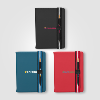 Picture of NEWPORT RECYCLED CHEVRON REFILLABLE JOURNAL PEN SET - A5