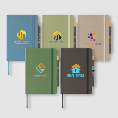 Picture of TERRA RECYCLED MILK CARTON HARD COVER A5 NOTE BOOK & REBORN PEN SET