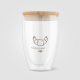 Picture of SCULPTURE - 355 ML DOUBLE WALL GLASS TUMBLER with Bamboo Lid