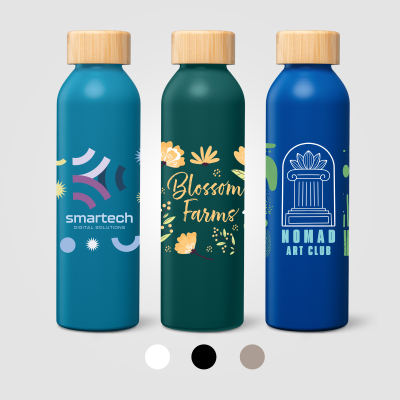 Picture of EDEN RECYCLED STAINLESS STEEL METAL BAMBOO LID WATER BOTTLE - 590 ML ML