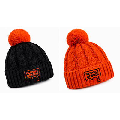 Picture of LUXURY FLEECE LINED FAUX FUR BOBBLE HAT with Woven Label