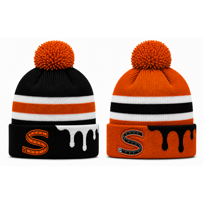 Picture of FULLY CUSTOMISED 3 COLOUR JACQUARD KNIT BOBBLE HAT