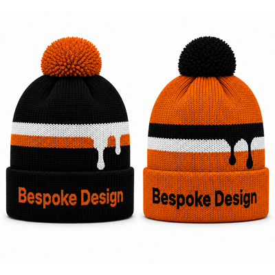 Picture of FULLY CUSTOMISED 3 COLOUR JACQUARD KNIT BOBBLE HAT