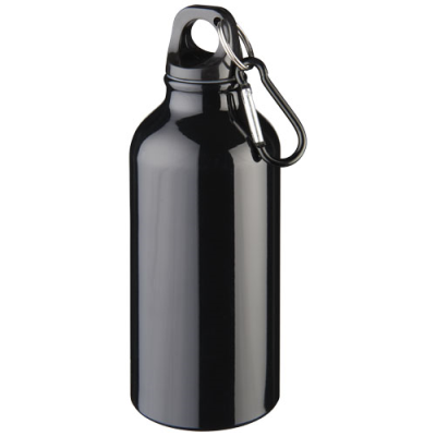 Picture of OREGON 400 ML ALUMINIUM METAL WATER BOTTLE with Carabiner in Solid Black