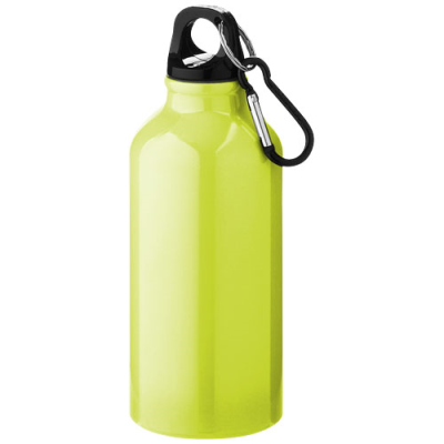 Picture of OREGON 400 ML ALUMINIUM METAL WATER BOTTLE with Carabiner in Neon Fluorescent Yellow.