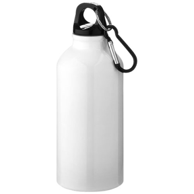 Picture of OREGON 400 ML ALUMINIUM METAL WATER BOTTLE with Carabiner in White.
