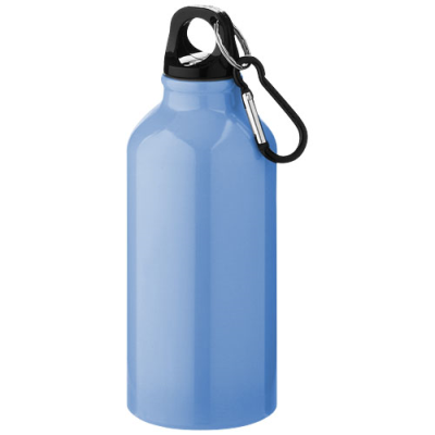 Picture of OREGON 400 ML ALUMINIUM METAL WATER BOTTLE with Carabiner in Light Blue.