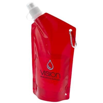 Picture of CABO 600 ML WATER BAG with Carabiner in Clear Transparent Red