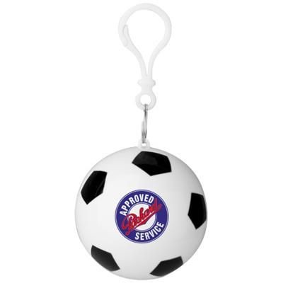 Picture of XINA RAIN PONCHO in Storage Football with Keyring Chain in White Solid-black Solid