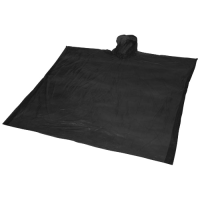 ZIVA DISPOSABLE RAIN PONCHO with Storage Pouch in Solid Black.