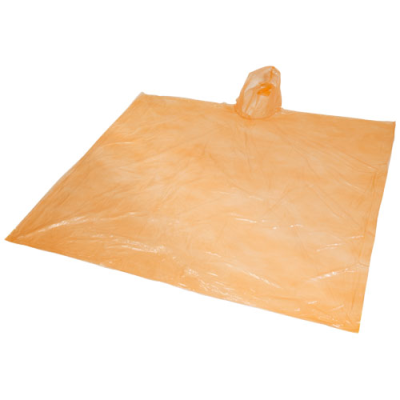 Picture of ZIVA DISPOSABLE RAIN PONCHO with Storage Pouch in Orange.