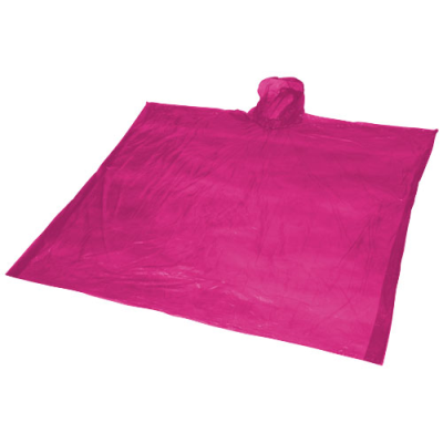 ZIVA DISPOSABLE RAIN PONCHO with Storage Pouch in Pink.