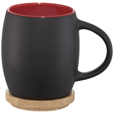 Picture of HEARTH 400 ML CERAMIC POTTERY MUG with Wood Coaster