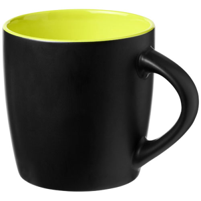Picture of RIVIERA 340 ML CERAMIC POTTERY MUG in Solid Black & Lime