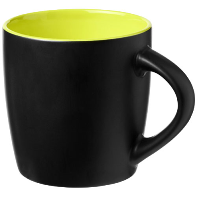 Picture of RIVIERA 340 ML CERAMIC POTTERY MUG in Solid Black & Lime.