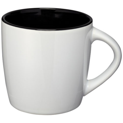 Picture of AZTEC 340 ML CERAMIC POTTERY MUG in White & Solid Black