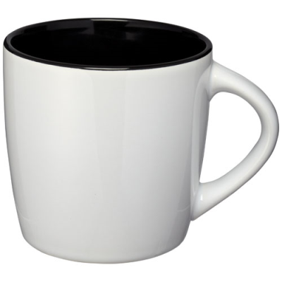 Picture of AZTEC 340 ML CERAMIC POTTERY MUG in White & Solid Black.