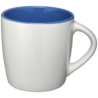 Picture of AZTEC 340 ML CERAMIC POTTERY MUG in White & Royal Blue