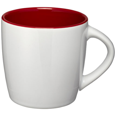 Picture of AZTEC 340 ML CERAMIC POTTERY MUG in White & Red