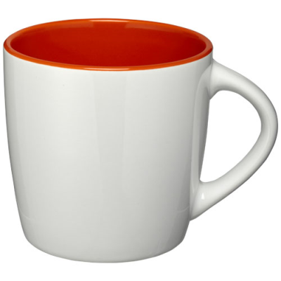 Picture of AZTEC 340 ML CERAMIC POTTERY MUG in White & Orange.