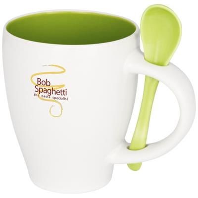 Picture of NADU 250 ML CERAMIC POTTERY MUG with Spoon in Green
