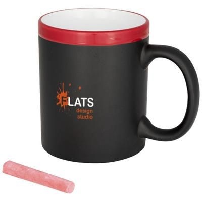 Picture of CHALK-WRITE 330 ML CERAMIC POTTERY MUG in Red