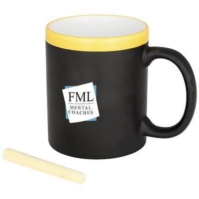 Picture of CHALK-WRITE 330 ML CERAMIC POTTERY MUG in Yellow