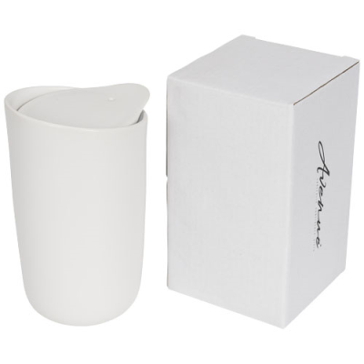 Picture of MYSA 410 ML DOUBLE-WALLED CERAMIC POTTERY TUMBLER in White