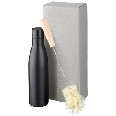 Picture of VASA COPPER VACUUM THERMAL INSULATED BOTTLE with Brush Set in Black Solid