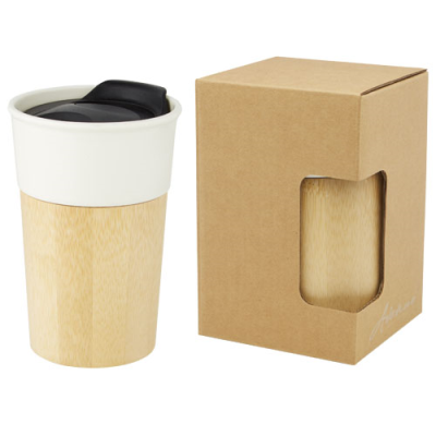 Picture of PEREIRA 320 ML PORCELAIN MUG with Bamboo Outer Wall in Off White