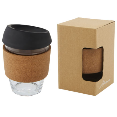Picture of LIDAN 360 ML BOROSILICATE GLASS TUMBLER with Cork Grip & Silicon Lid