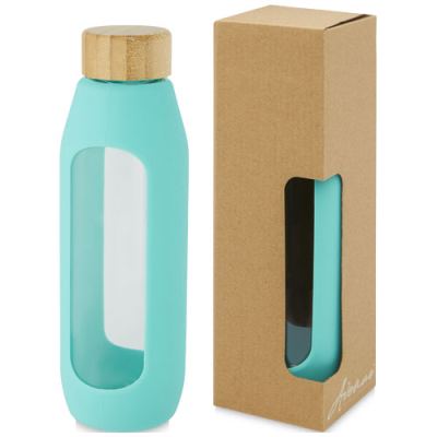 Picture of TIDAN 600 ML BOROSILICATE GLASS BOTTLE with Silicon Grip in Tide Green.