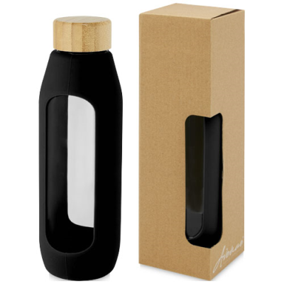 Picture of TIDAN 600 ML BOROSILICATE GLASS BOTTLE with Silicon Grip in Solid Black